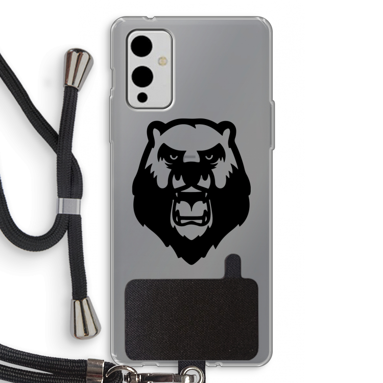 Angry Bear (black): OnePlus 9 Transparant Hoesje met koord