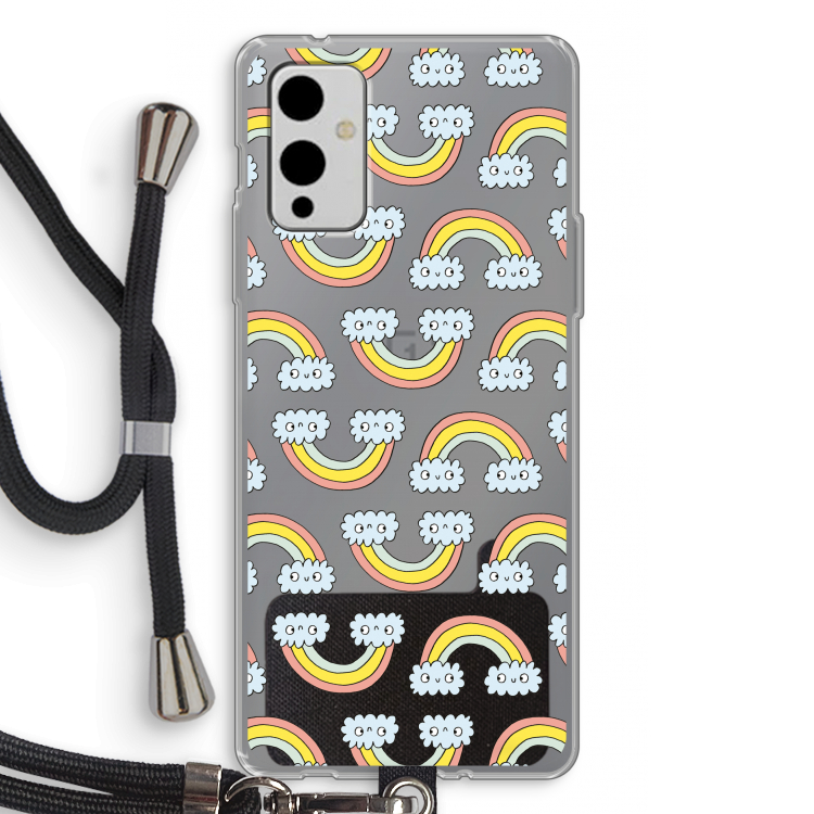 Regenboog: OnePlus 9 Transparant Hoesje met koord