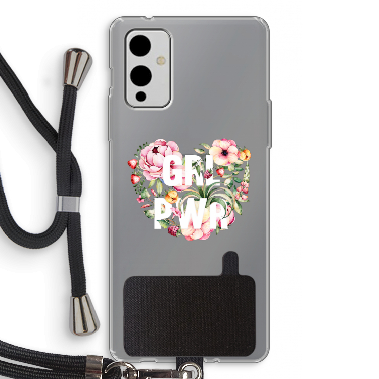 GRL PWR Flower: OnePlus 9 Transparant Hoesje met koord