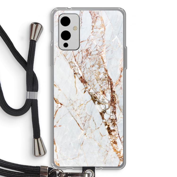 Goud marmer: OnePlus 9 Transparant Hoesje met koord