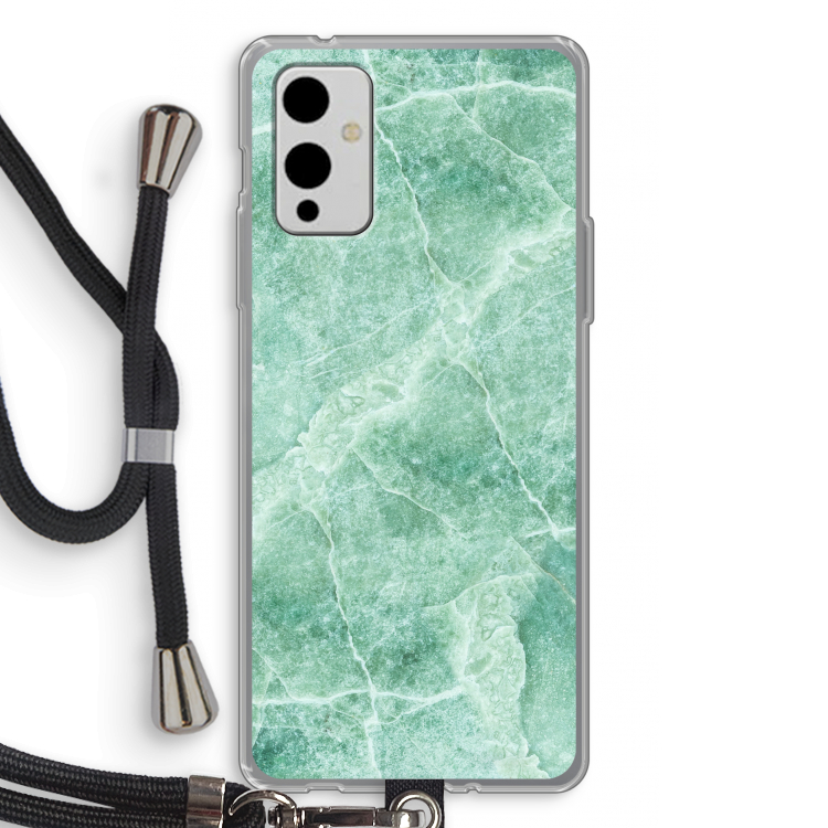 Groen marmer: OnePlus 9 Transparant Hoesje met koord