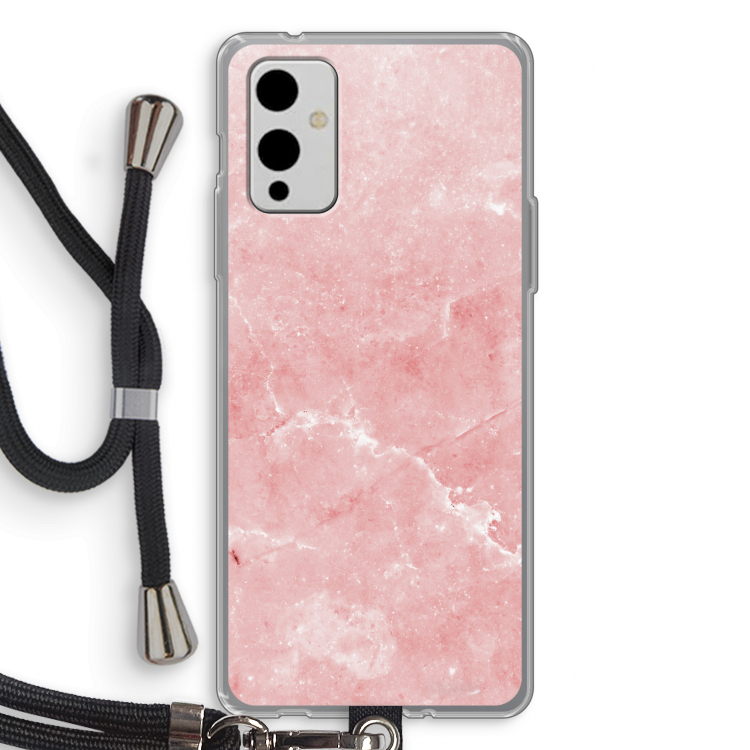 Roze marmer: OnePlus 9 Transparant Hoesje met koord