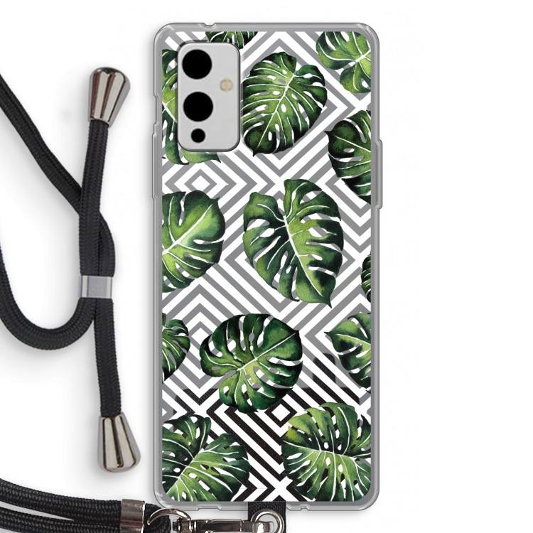 Geometrische jungle: OnePlus 9 Transparant Hoesje met koord