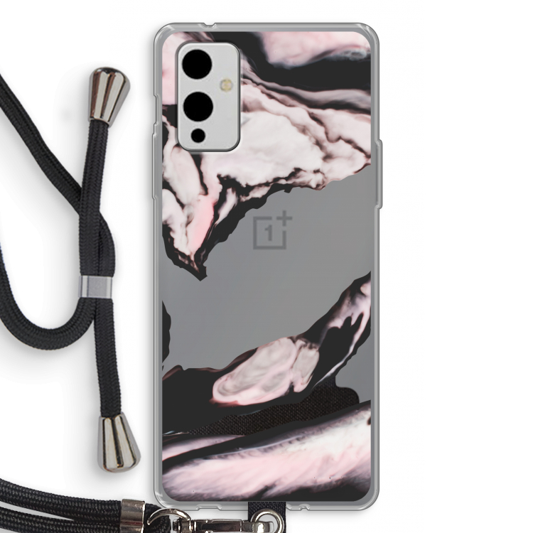 Roze stroom: OnePlus 9 Transparant Hoesje met koord