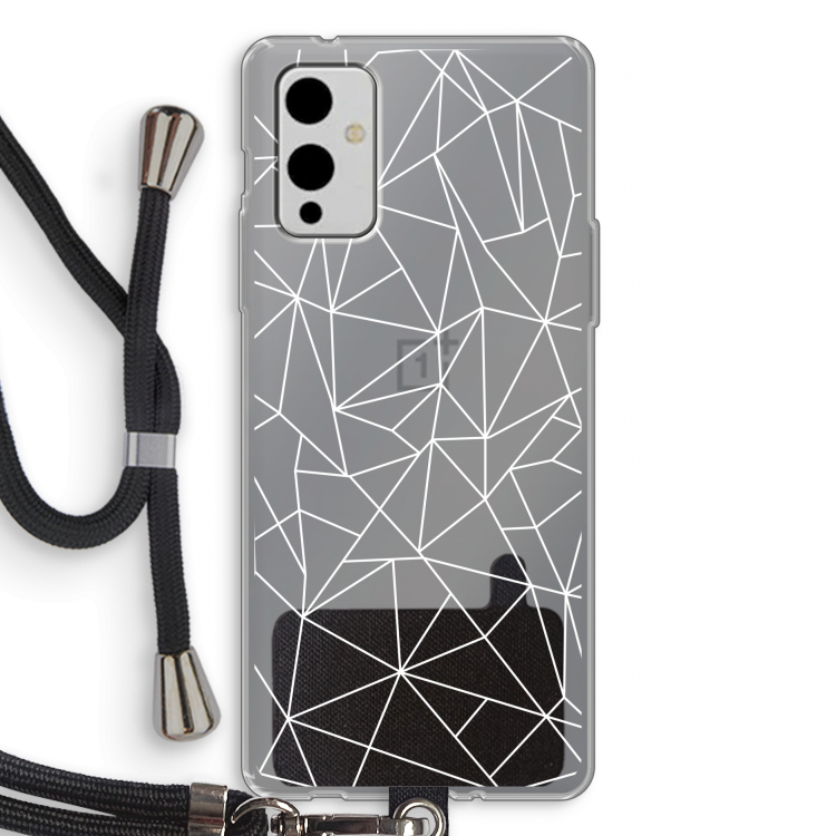 Geometrische lijnen wit: OnePlus 9 Transparant Hoesje met koord