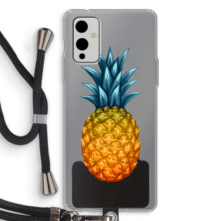 Grote ananas: OnePlus 9 Transparant Hoesje met koord