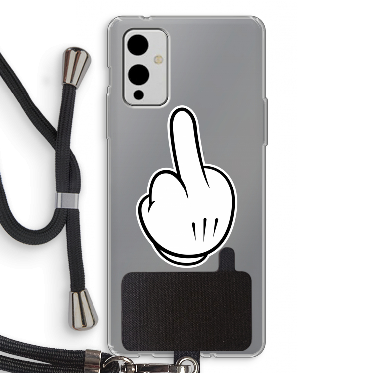 Middle finger black: OnePlus 9 Transparant Hoesje met koord