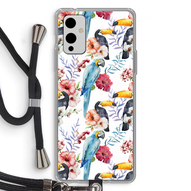 Bloemen tukan: OnePlus 9 Transparant Hoesje met koord