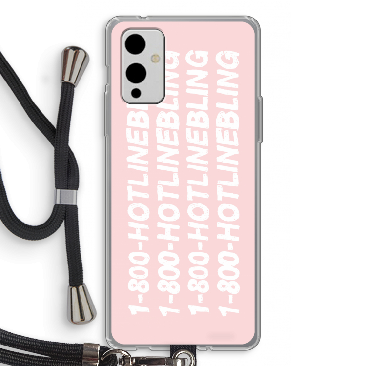 Hotline bling pink: OnePlus 9 Transparant Hoesje met koord