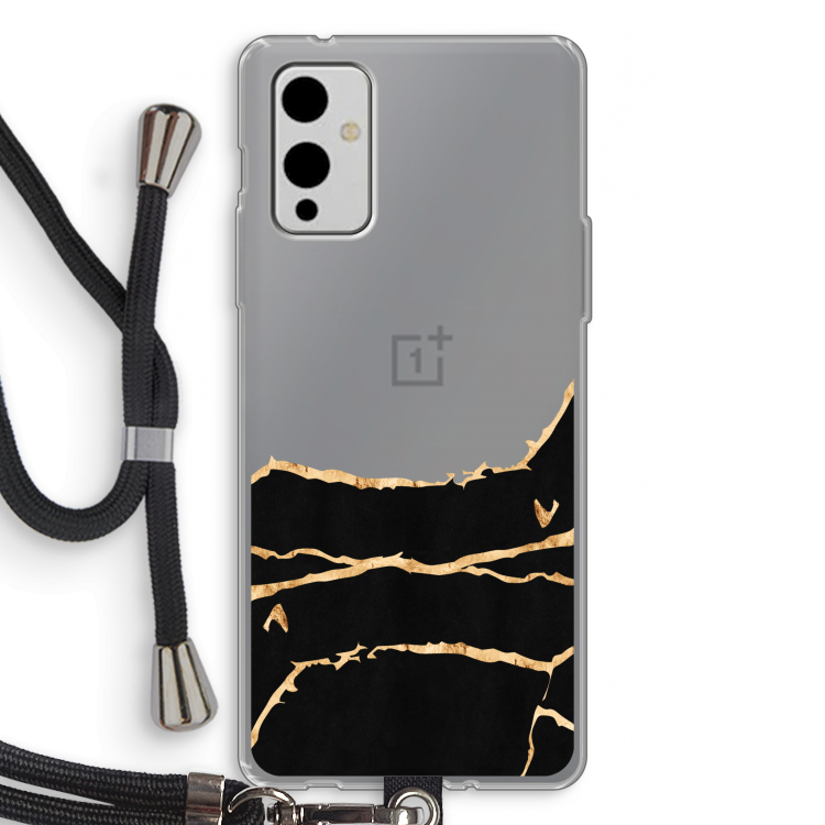 Gouden marmer: OnePlus 9 Transparant Hoesje met koord