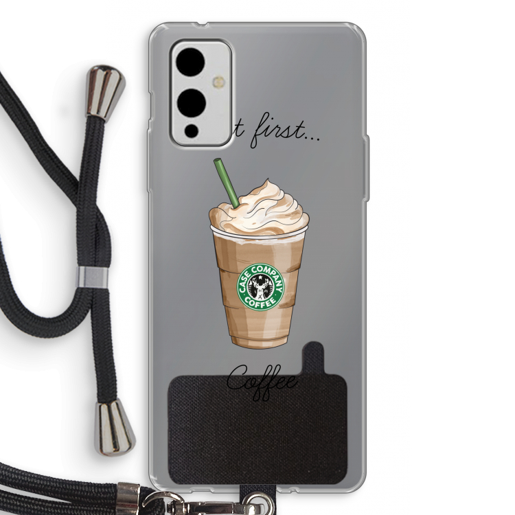 But first coffee: OnePlus 9 Transparant Hoesje met koord