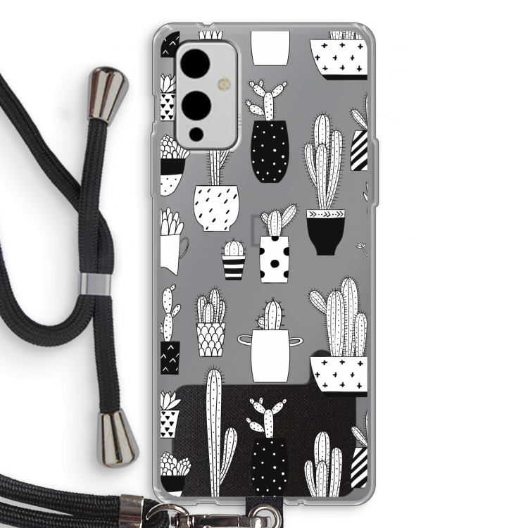Cactusmotief: OnePlus 9 Transparant Hoesje met koord