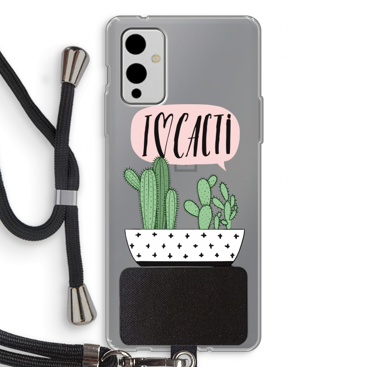 I love cacti: OnePlus 9 Transparant Hoesje met koord