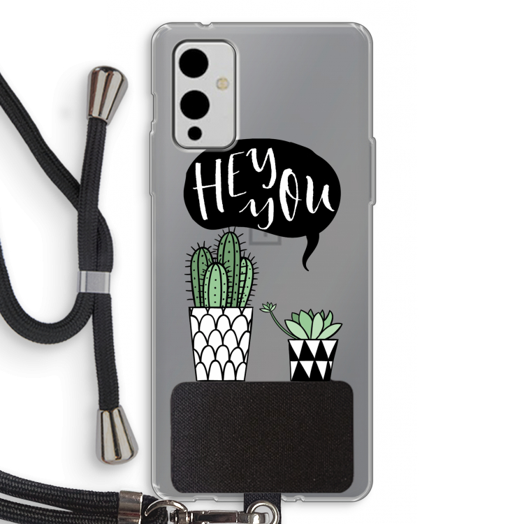 Hey you cactus: OnePlus 9 Transparant Hoesje met koord