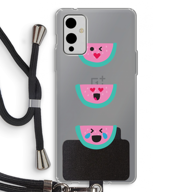 Smiley watermeloen: OnePlus 9 Transparant Hoesje met koord