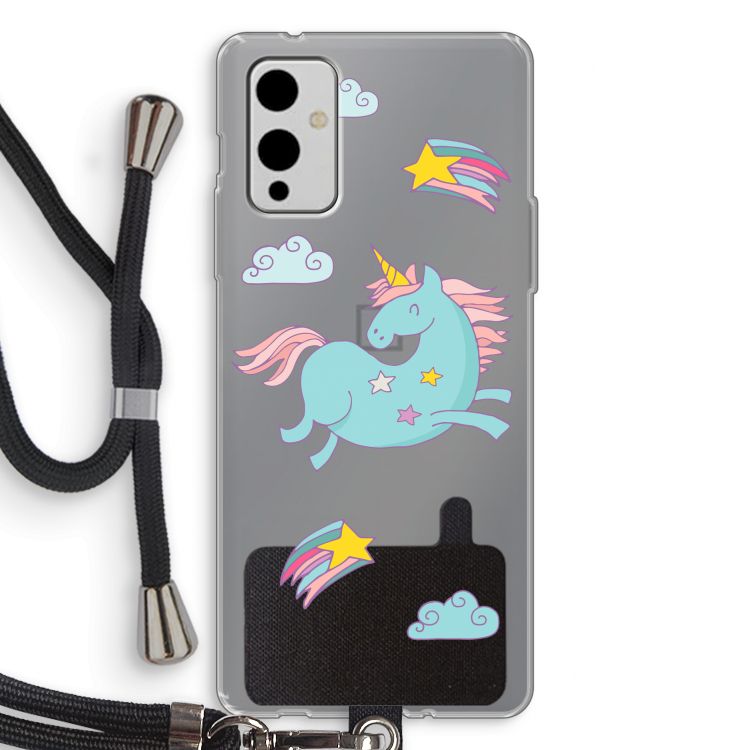 Vliegende eenhoorn: OnePlus 9 Transparant Hoesje met koord