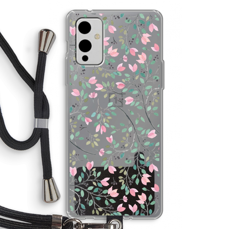 Sierlijke bloemen: OnePlus 9 Transparant Hoesje met koord