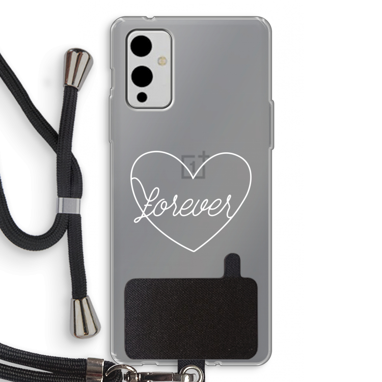 Forever heart pastel: OnePlus 9 Transparant Hoesje met koord