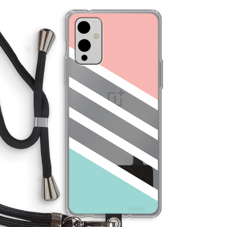 Strepen pastel: OnePlus 9 Transparant Hoesje met koord