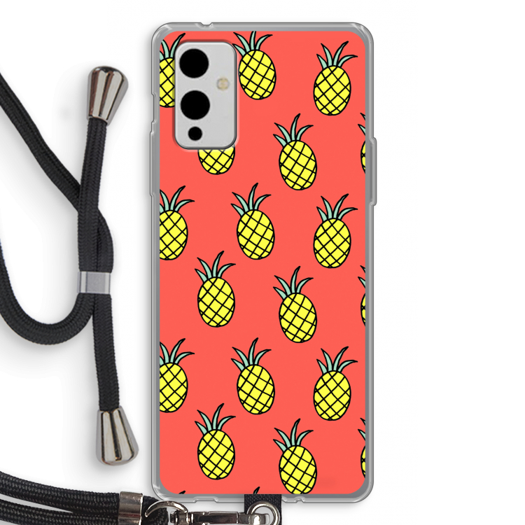 Ananas: OnePlus 9 Transparant Hoesje met koord