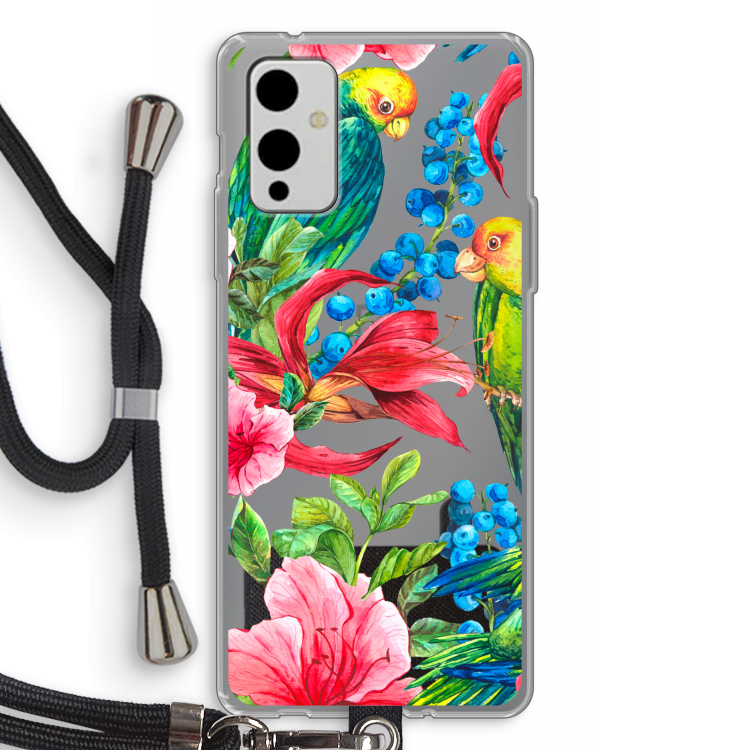 Papegaaien: OnePlus 9 Transparant Hoesje met koord