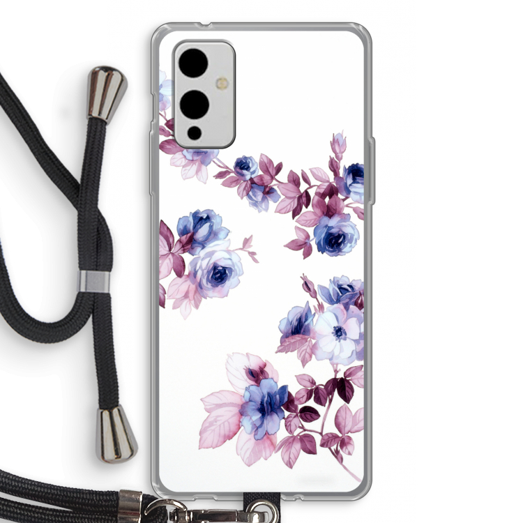 Waterverf bloemen: OnePlus 9 Transparant Hoesje met koord