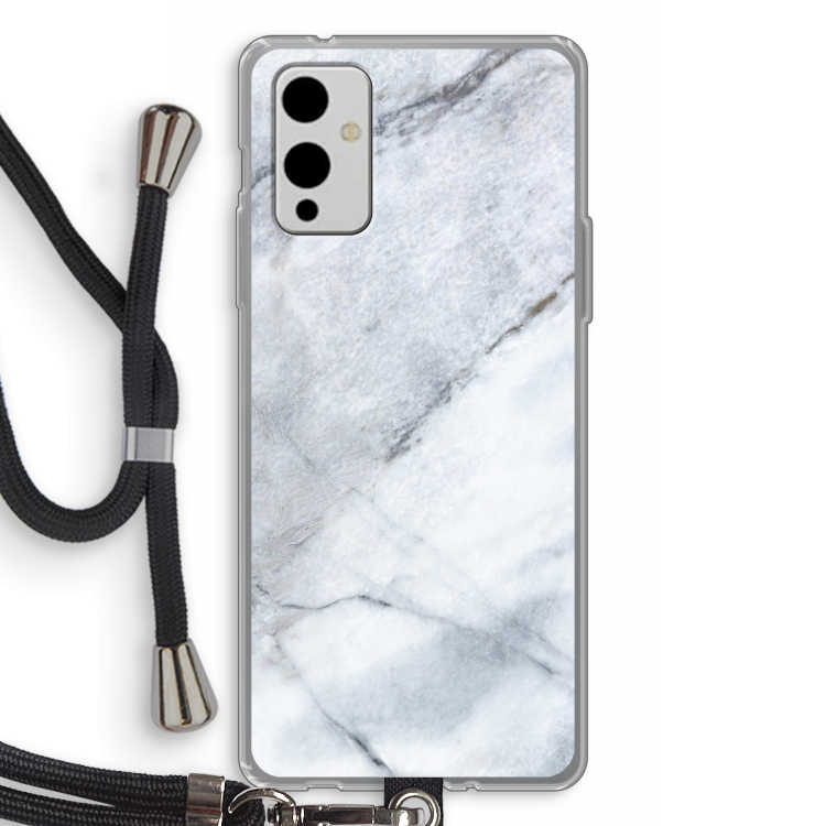 Witte marmer: OnePlus 9 Transparant Hoesje met koord