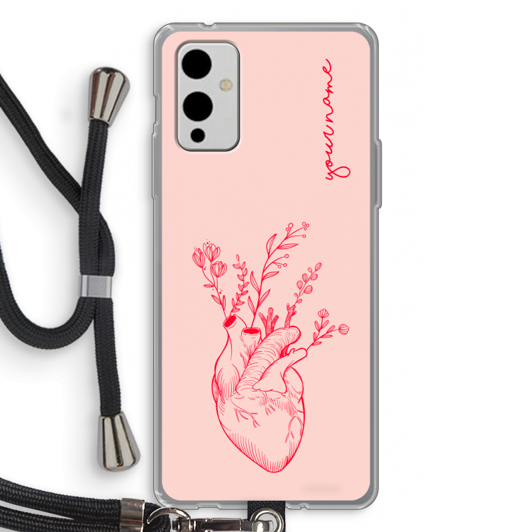 Blooming Heart: OnePlus 9 Transparant Hoesje met koord