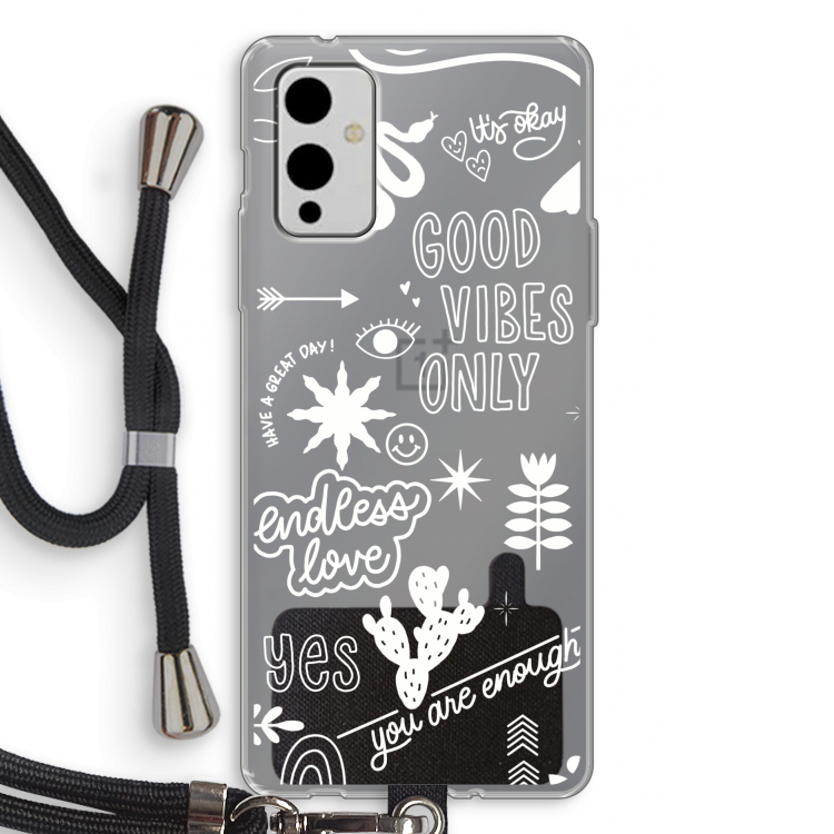 Good vibes: OnePlus 9 Transparant Hoesje met koord
