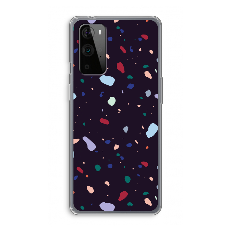Dark Rounded Terrazzo: OnePlus 9 Pro Transparant Hoesje