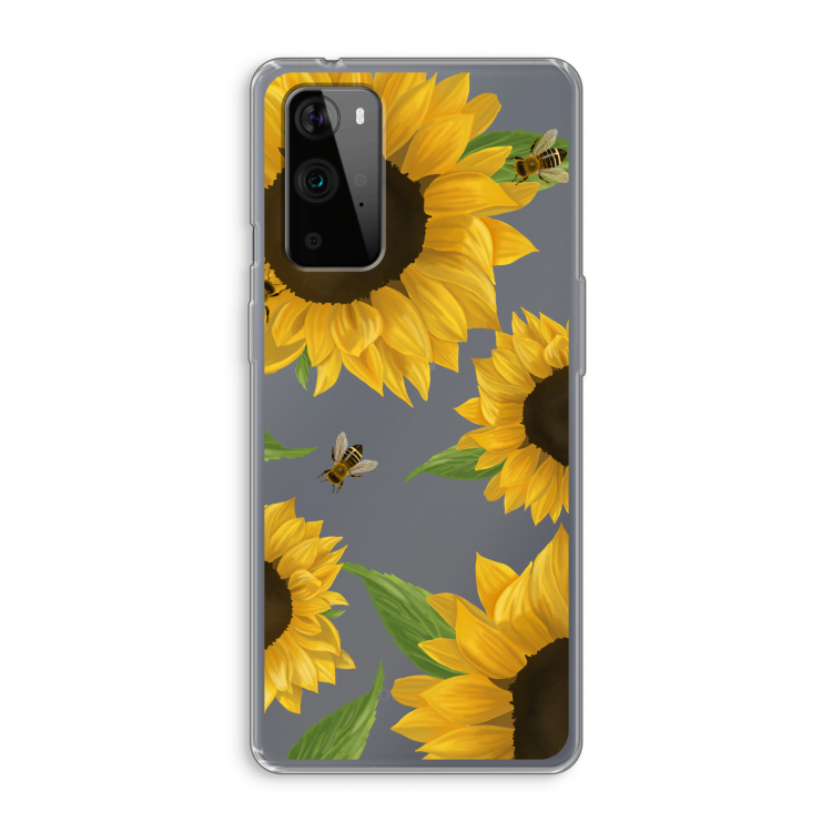 Sunflower and bees: OnePlus 9 Pro Transparant Hoesje