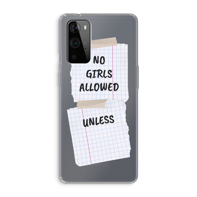 No Girls Allowed Unless: OnePlus 9 Pro Transparant Hoesje