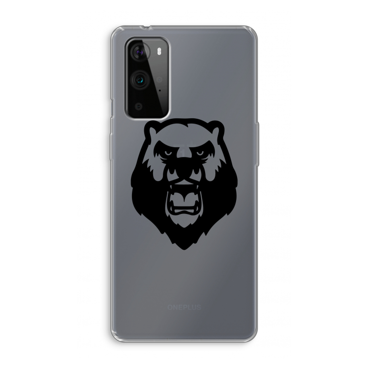 Angry Bear (black): OnePlus 9 Pro Transparant Hoesje