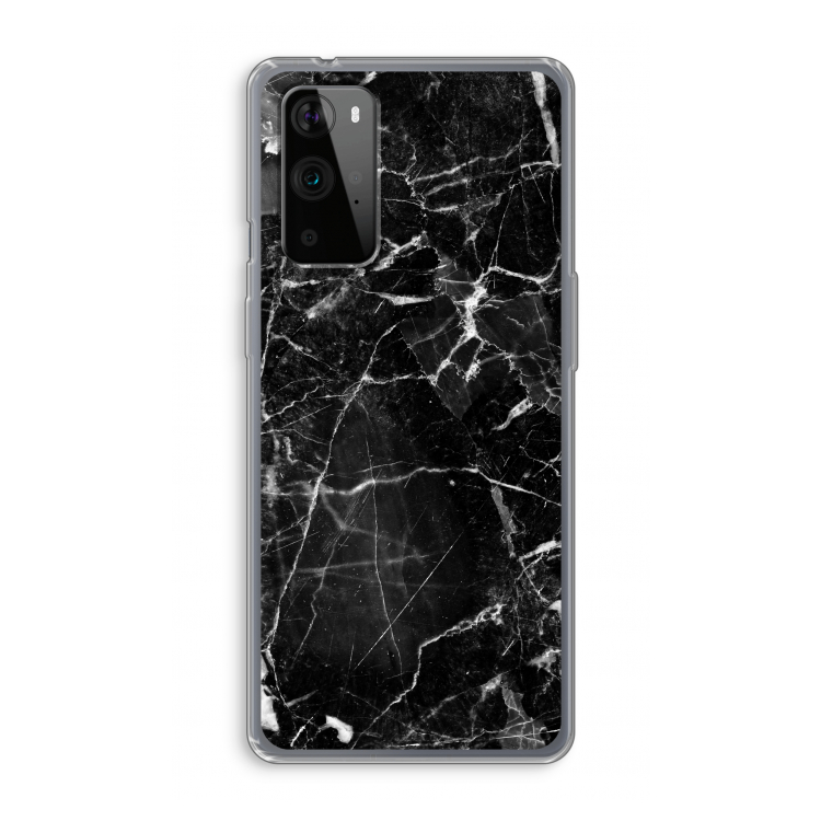 Zwart Marmer 2: OnePlus 9 Pro Transparant Hoesje