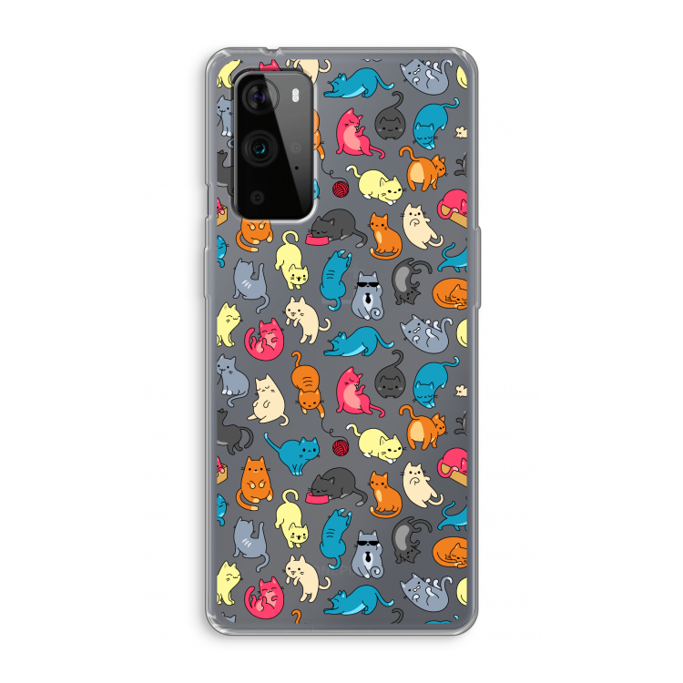 Kleurrijke katten: OnePlus 9 Pro Transparant Hoesje