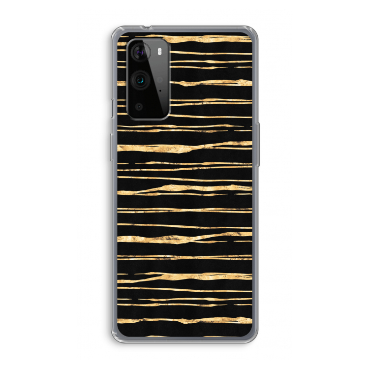 Gouden strepen: OnePlus 9 Pro Transparant Hoesje
