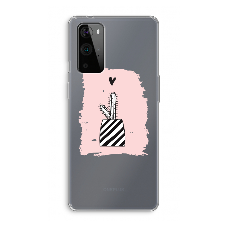 Zwart-wit cactus: OnePlus 9 Pro Transparant Hoesje