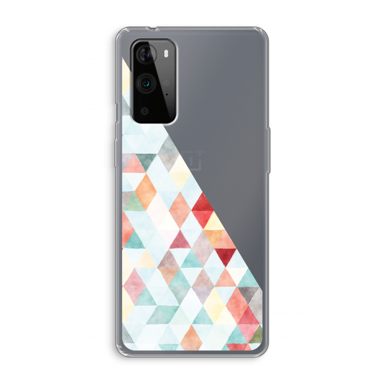 Gekleurde driehoekjes pastel: OnePlus 9 Pro Transparant Hoesje
