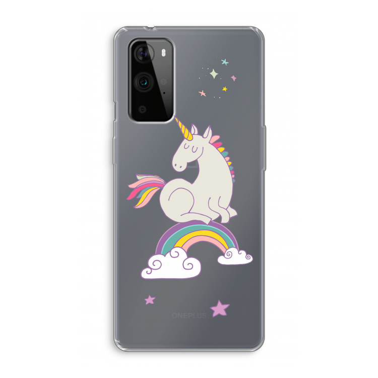 Regenboog eenhoorn: OnePlus 9 Pro Transparant Hoesje