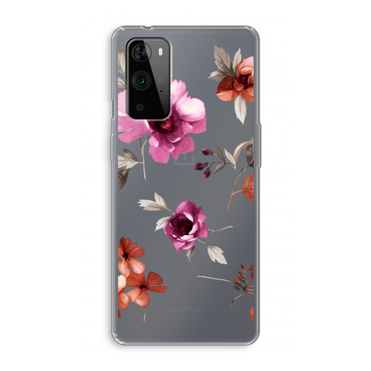 Geschilderde bloemen: OnePlus 9 Pro Transparant Hoesje