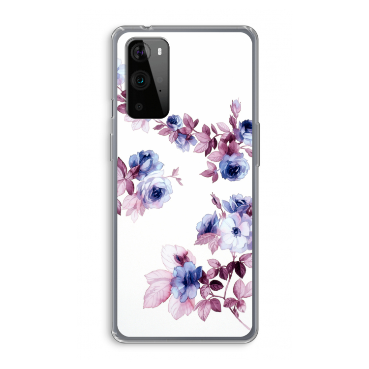 Waterverf bloemen: OnePlus 9 Pro Transparant Hoesje