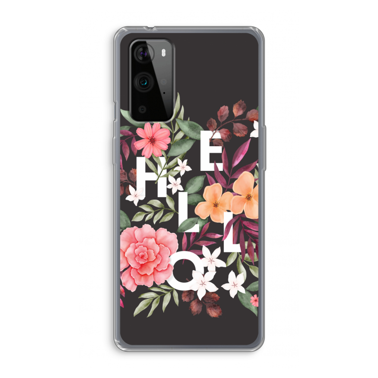 Hello in flowers: OnePlus 9 Pro Transparant Hoesje