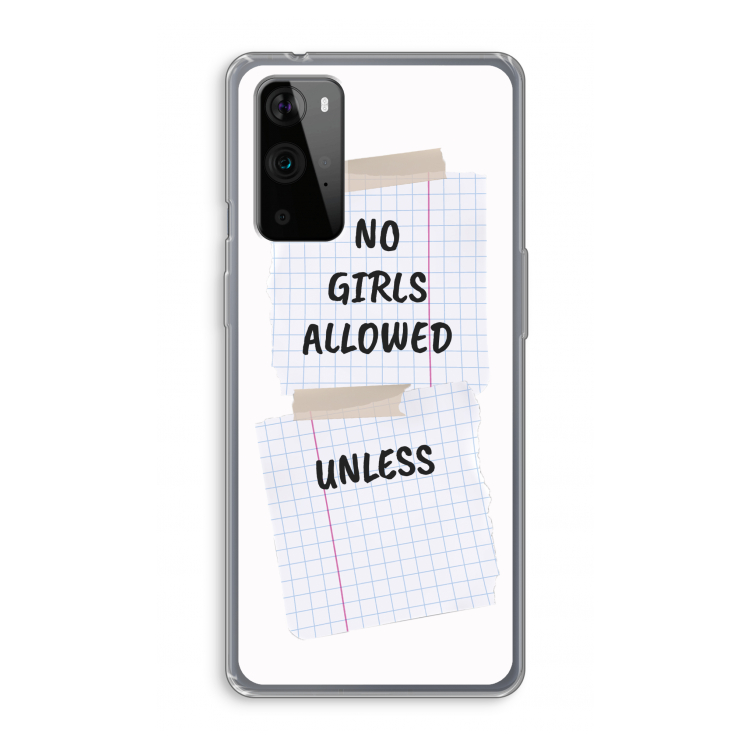 No Girls Allowed Unless: OnePlus 9 Pro Transparant Hoesje