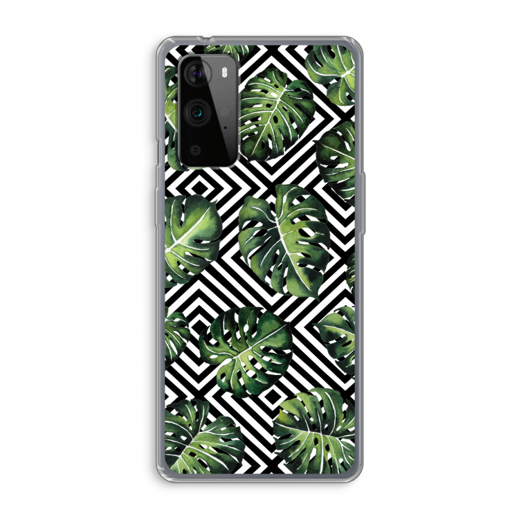Geometrische jungle: OnePlus 9 Pro Transparant Hoesje