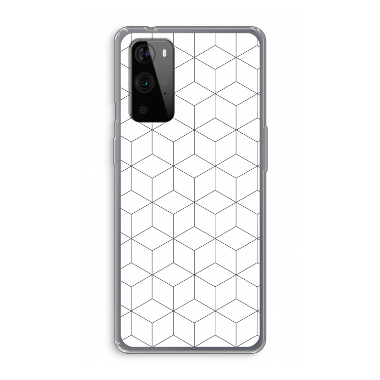 Zwart-witte kubussen: OnePlus 9 Pro Transparant Hoesje