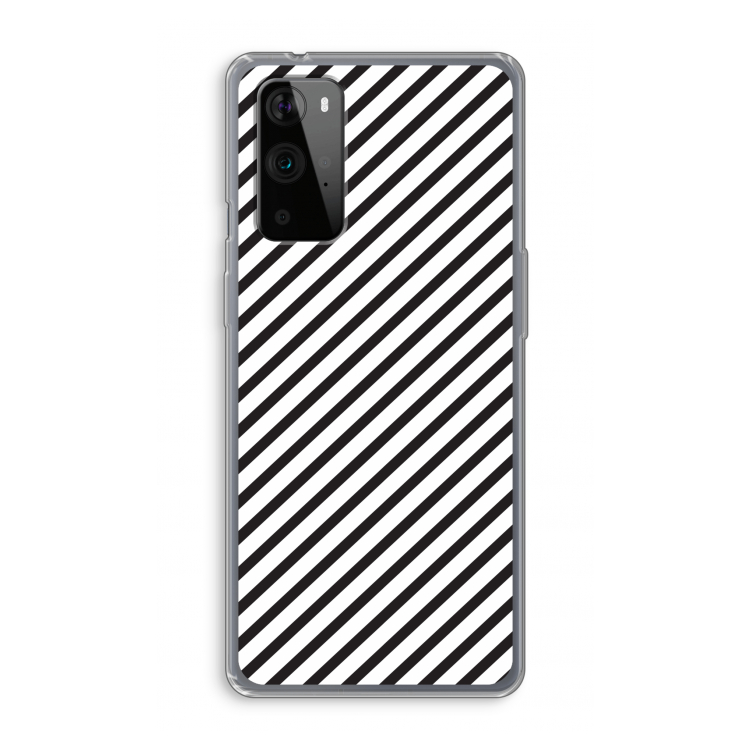 Strepen zwart-wit: OnePlus 9 Pro Transparant Hoesje