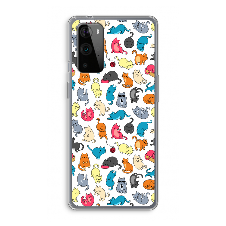 Kleurrijke katten: OnePlus 9 Pro Transparant Hoesje
