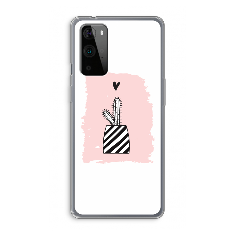Zwart-wit cactus: OnePlus 9 Pro Transparant Hoesje