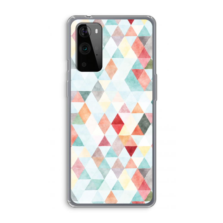 Gekleurde driehoekjes pastel: OnePlus 9 Pro Transparant Hoesje