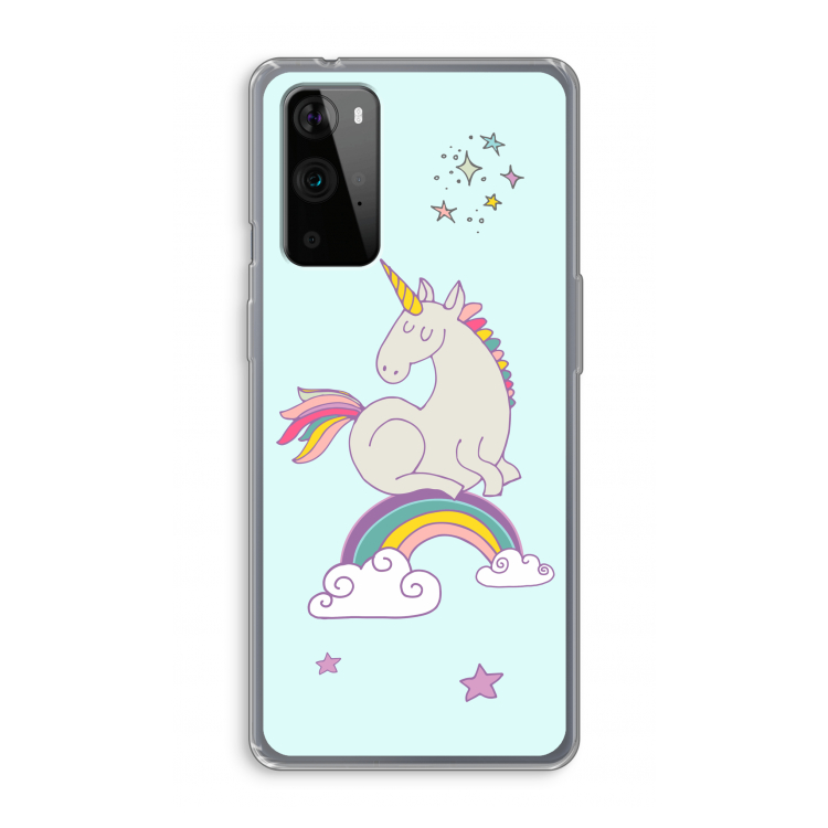 Regenboog eenhoorn: OnePlus 9 Pro Transparant Hoesje